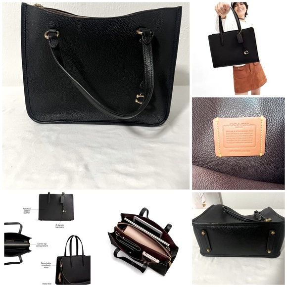 Coach Handbags - Coach Tyler Carryall Pebble Leather Black Shoulder Bag C3460 (Only used once)EUC